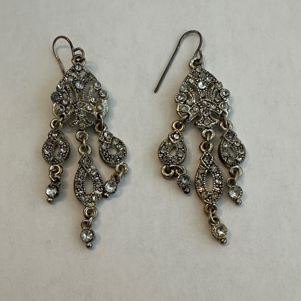 Vintage-Inspired Gold and Silver Dangle‎ Earrings Costume Jewelry